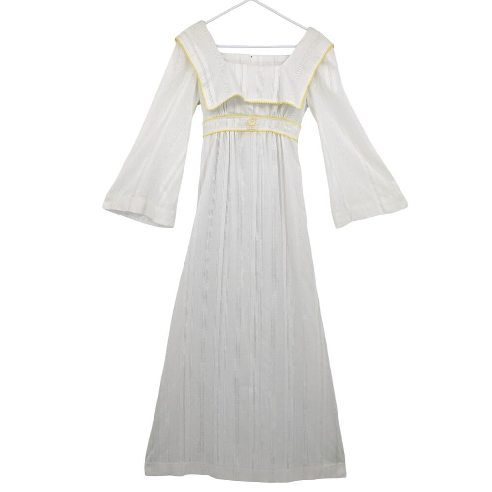 Vintage 1970's Flower Child Hippe Wedding Gown Maxi Dress "THE GREEN THUMB CIE"